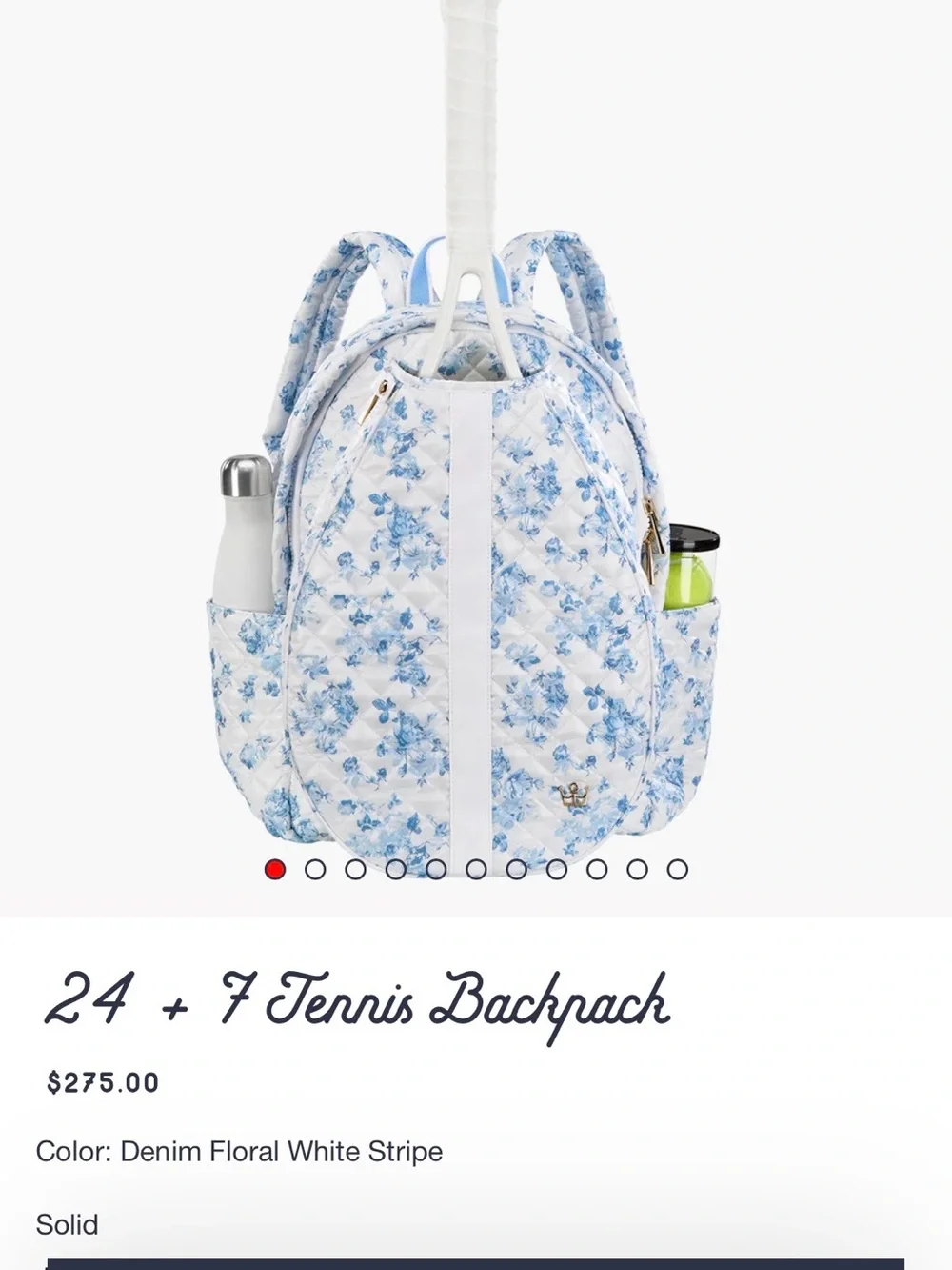 Oliver Thomas Denim Floral Backpack in White and Blue